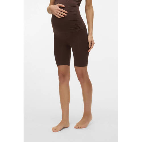 MAMALICIOUS slim high waist zwangerschaps biker short donkerbruin afbeelding