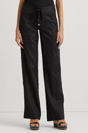 wide leg regular waist broek zwart