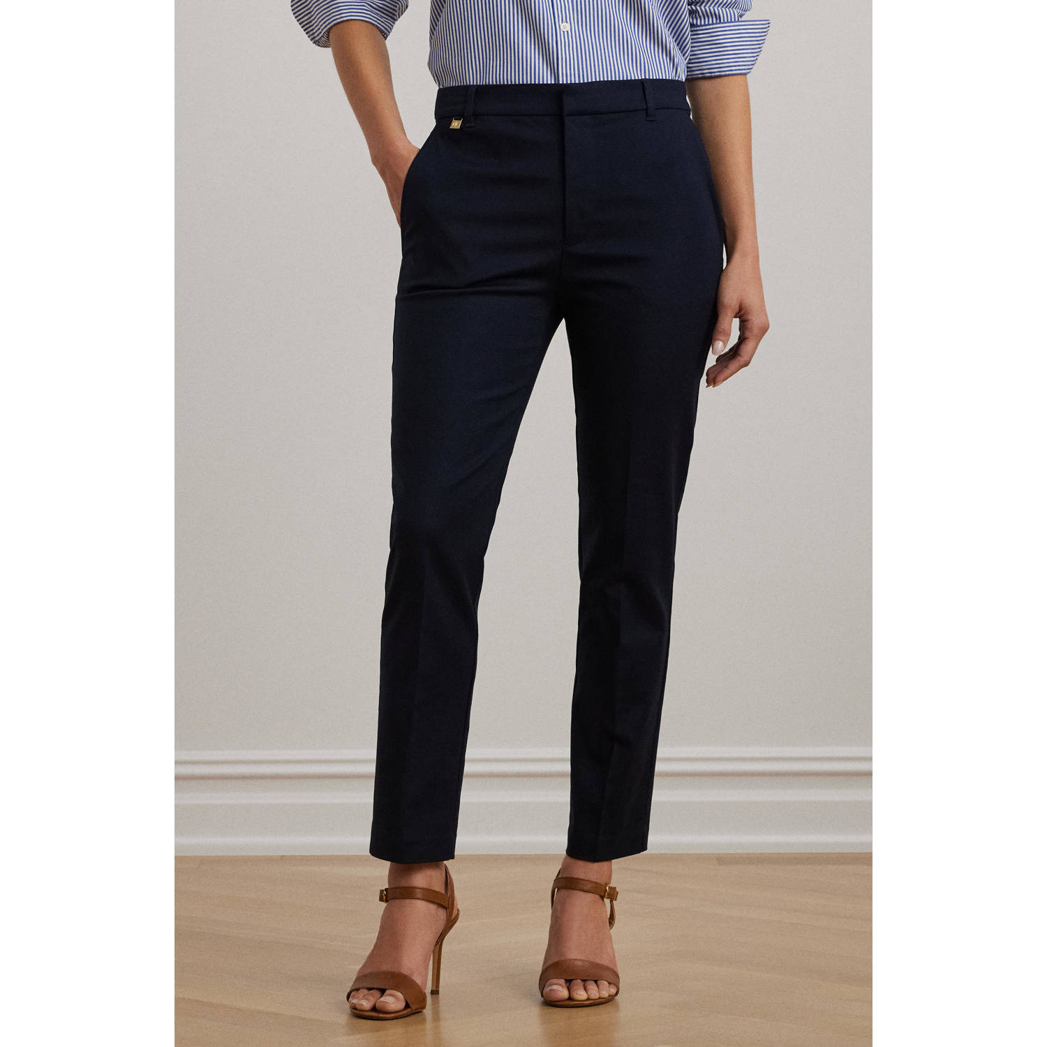 Lauren Ralph Lauren Slim fit stoffen broek met labeldetail model 'LAKYTHIA'