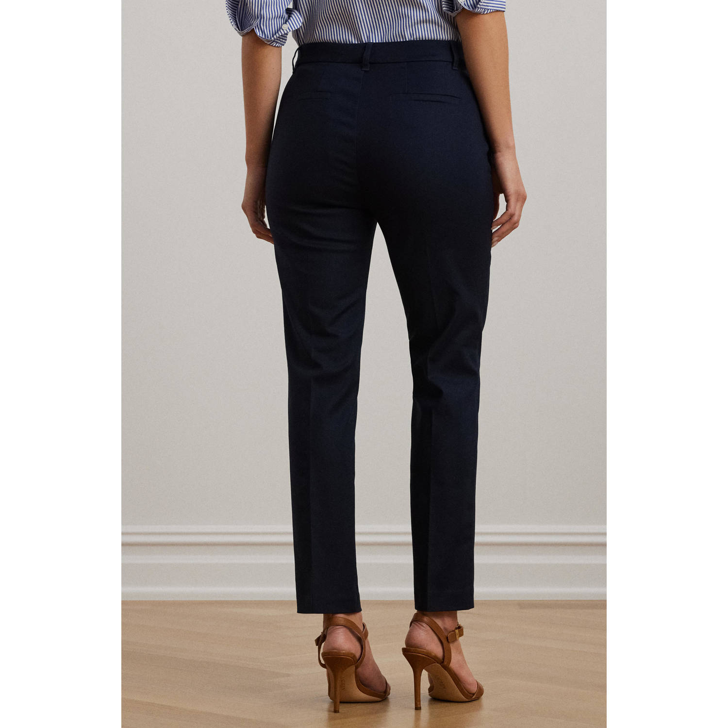 Lauren Ralph Lauren slim regular waist pantalon donkerblauw