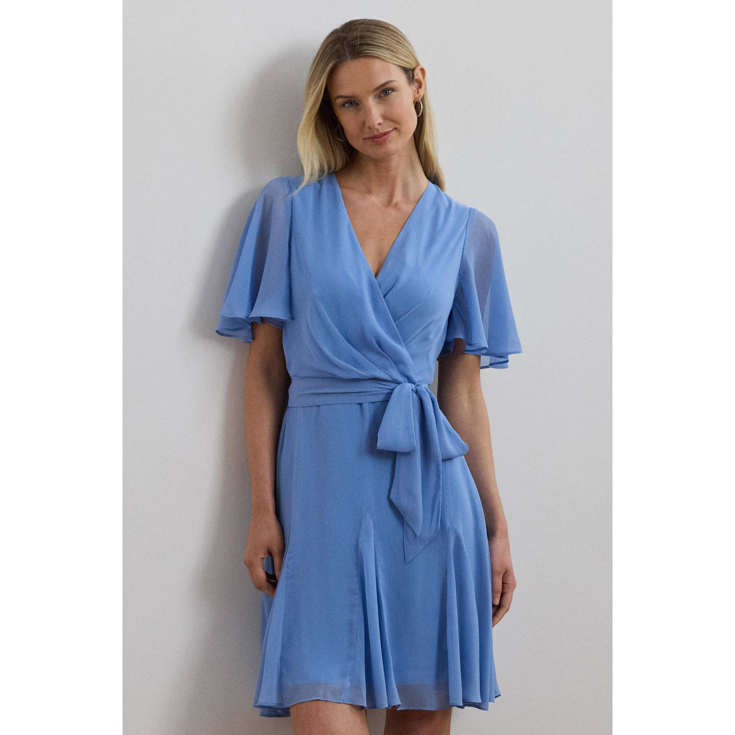 Lauren Ralph Lauren Knielange wikkeljurk in chiffon model 'WANDELLA'