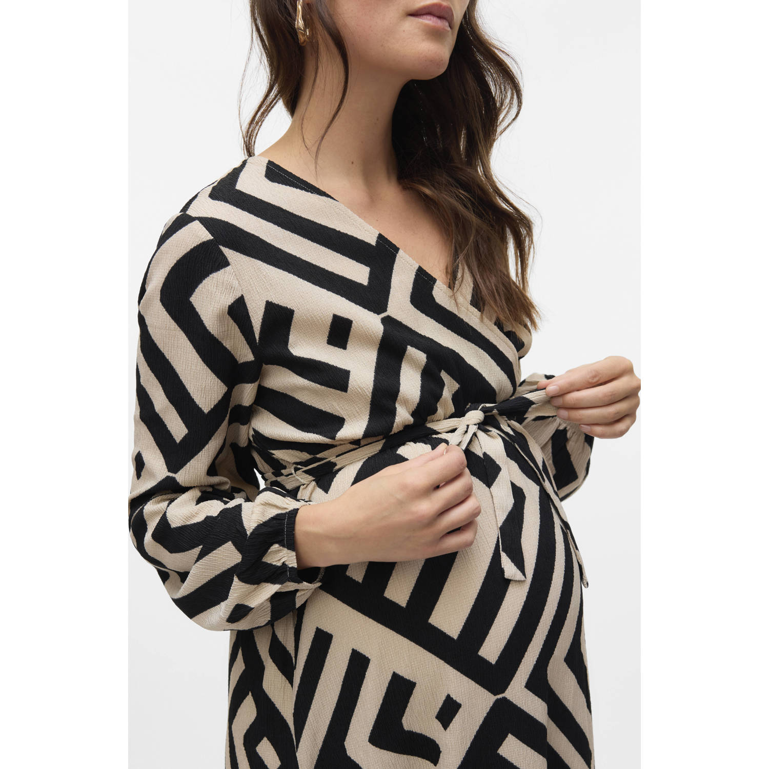 VERO MODA MATERNITY zwangerschaps midi jurk zwart