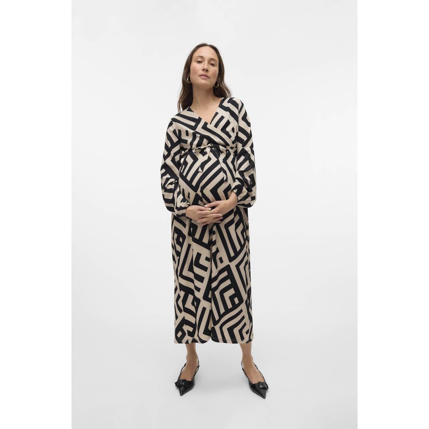 VERO MODA MATERNITY zwangerschaps midi jurk zwart