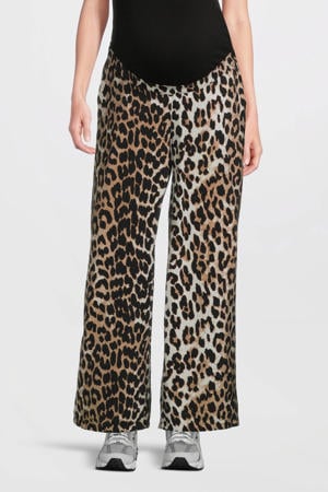 wide leg regular waist zwangerschaps casual broek bruin