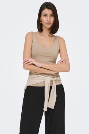 mouwloze top beige
