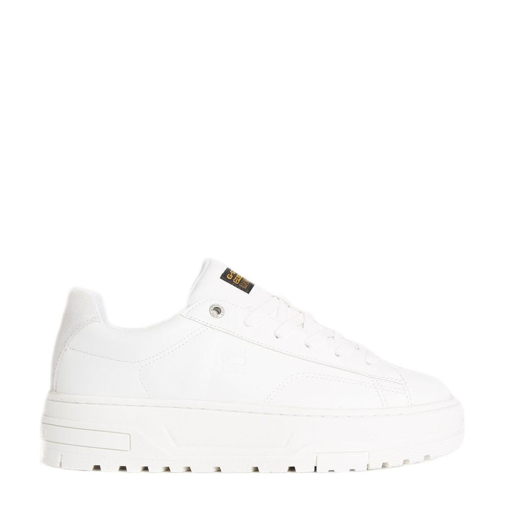 Witte dames G-STAR Lhana II Cup Low W sneakers van imitatieleer en suède met veters
