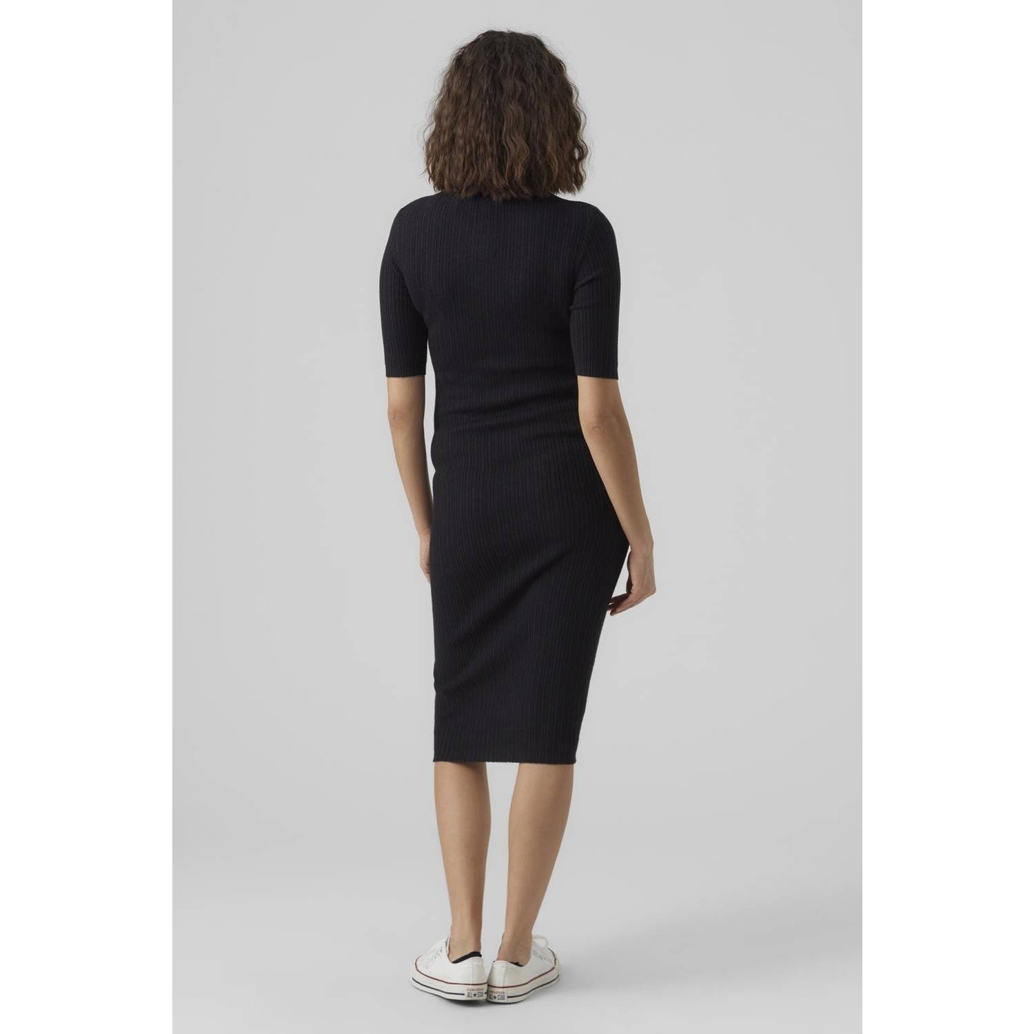 VERO MODA MATERNITY zwangerschaps midi jurk zwart