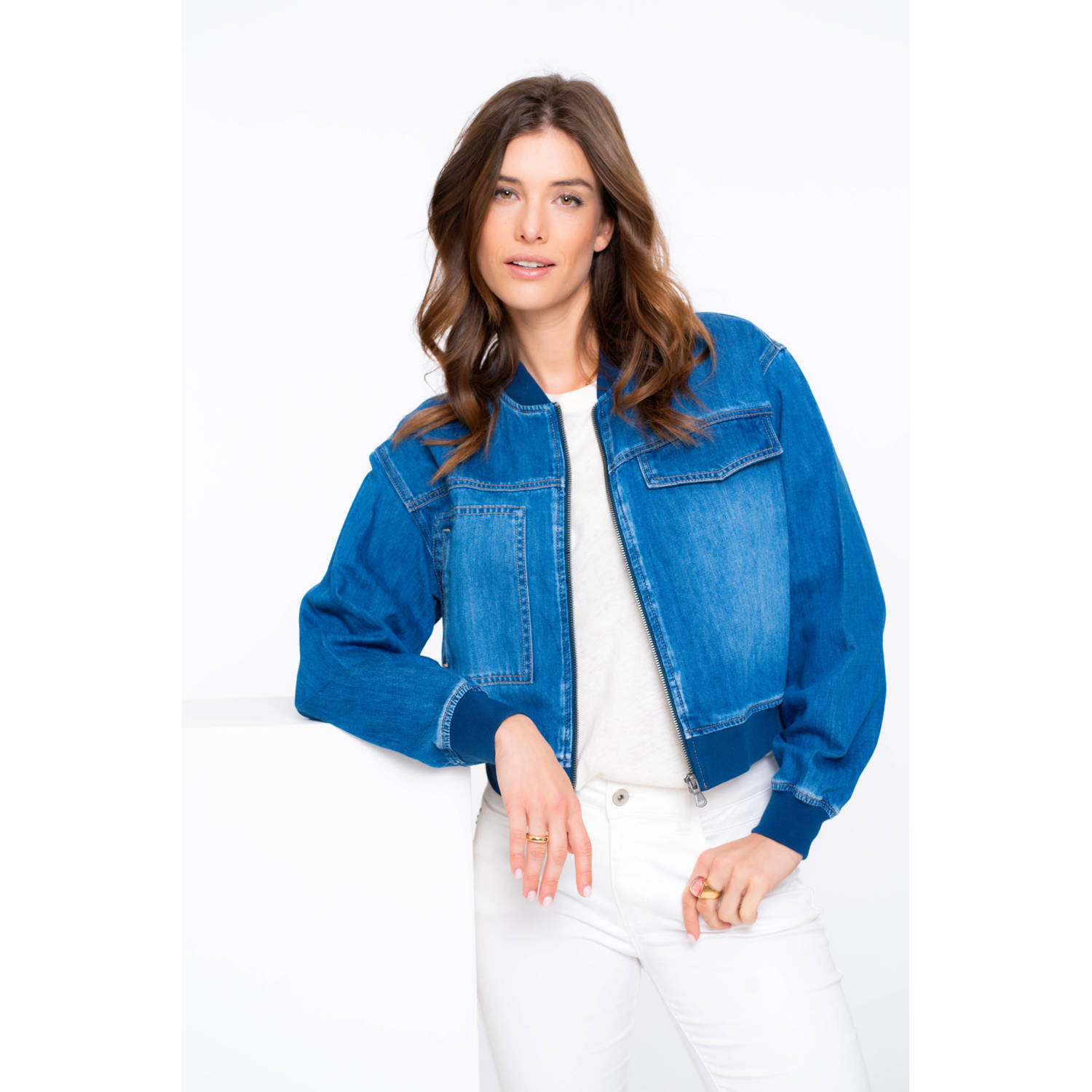 Geisha bomberjack medium blue denim