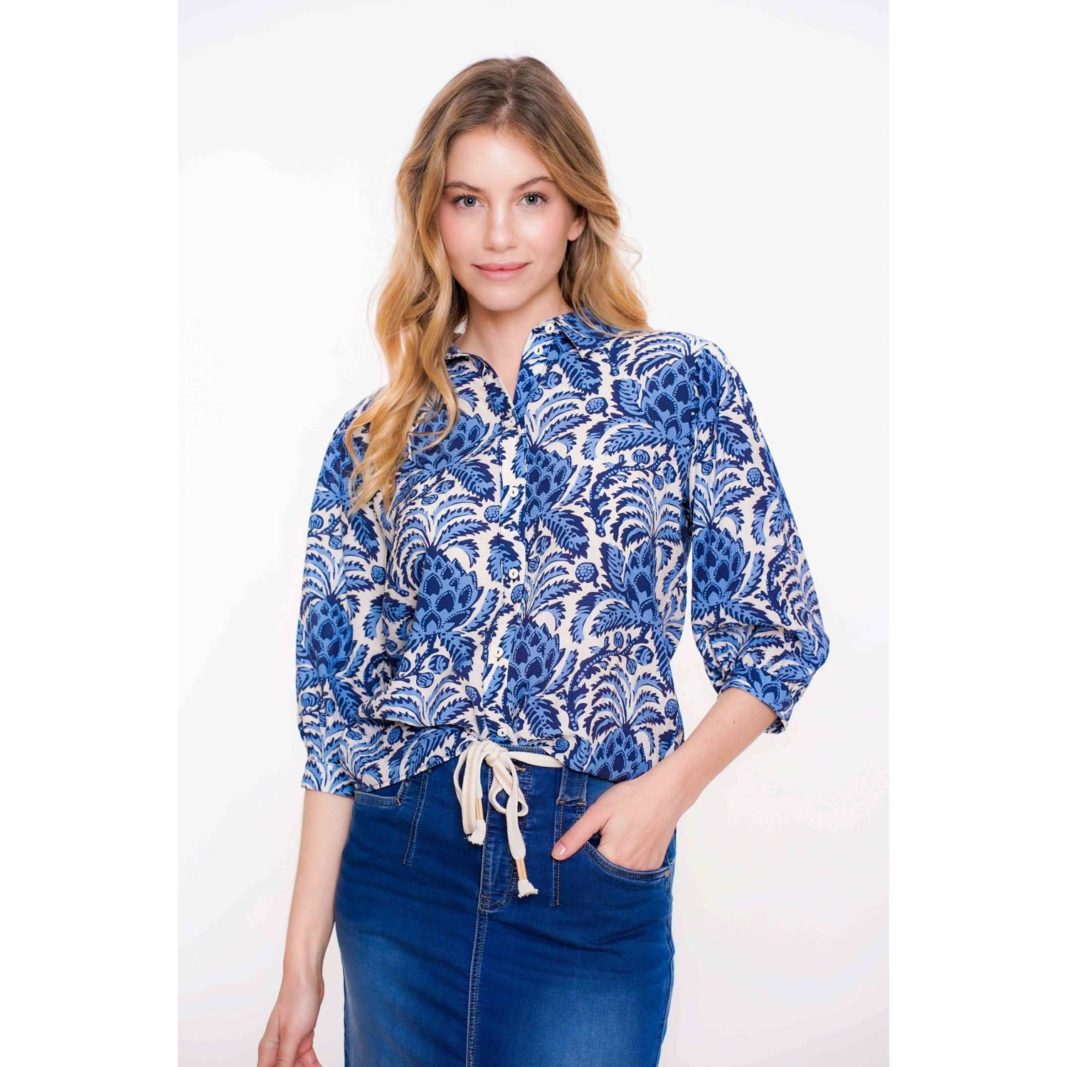 Geisha blouse blauw