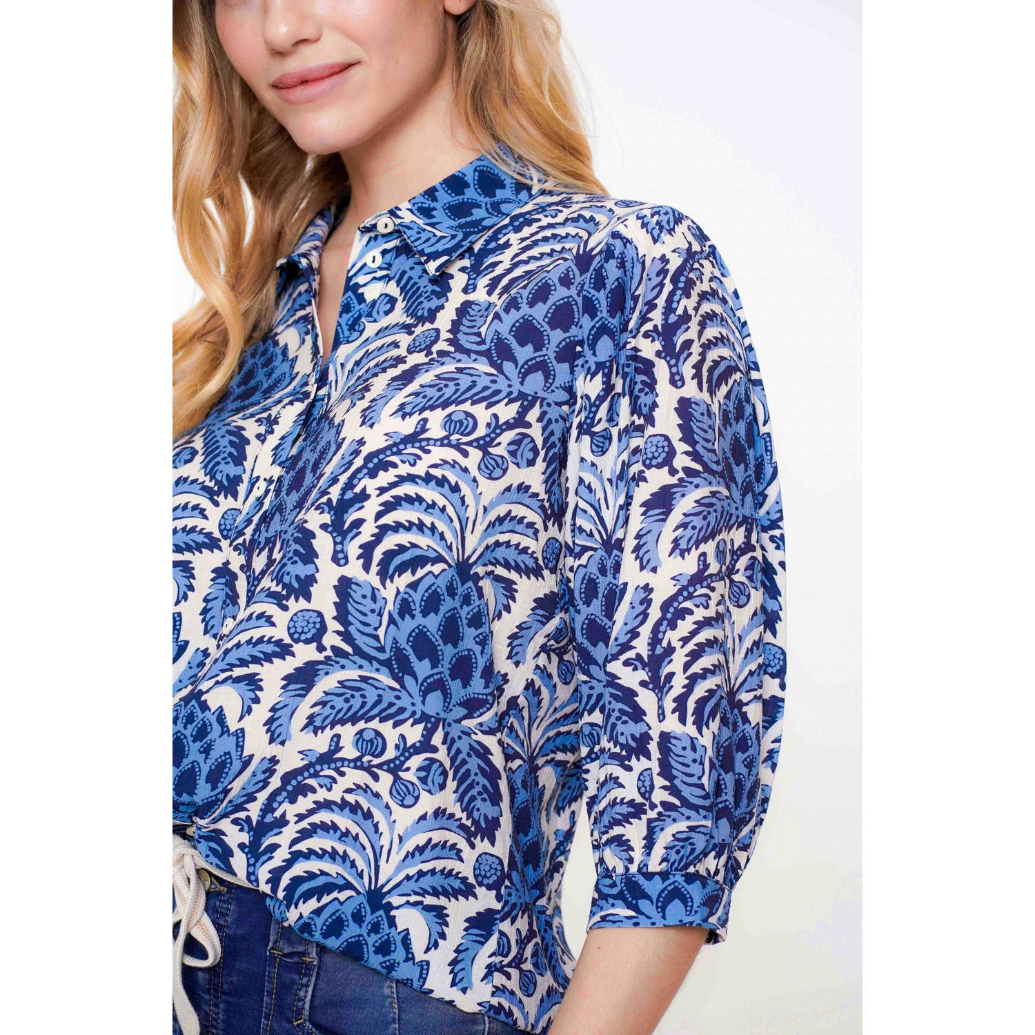 Geisha blouse blauw