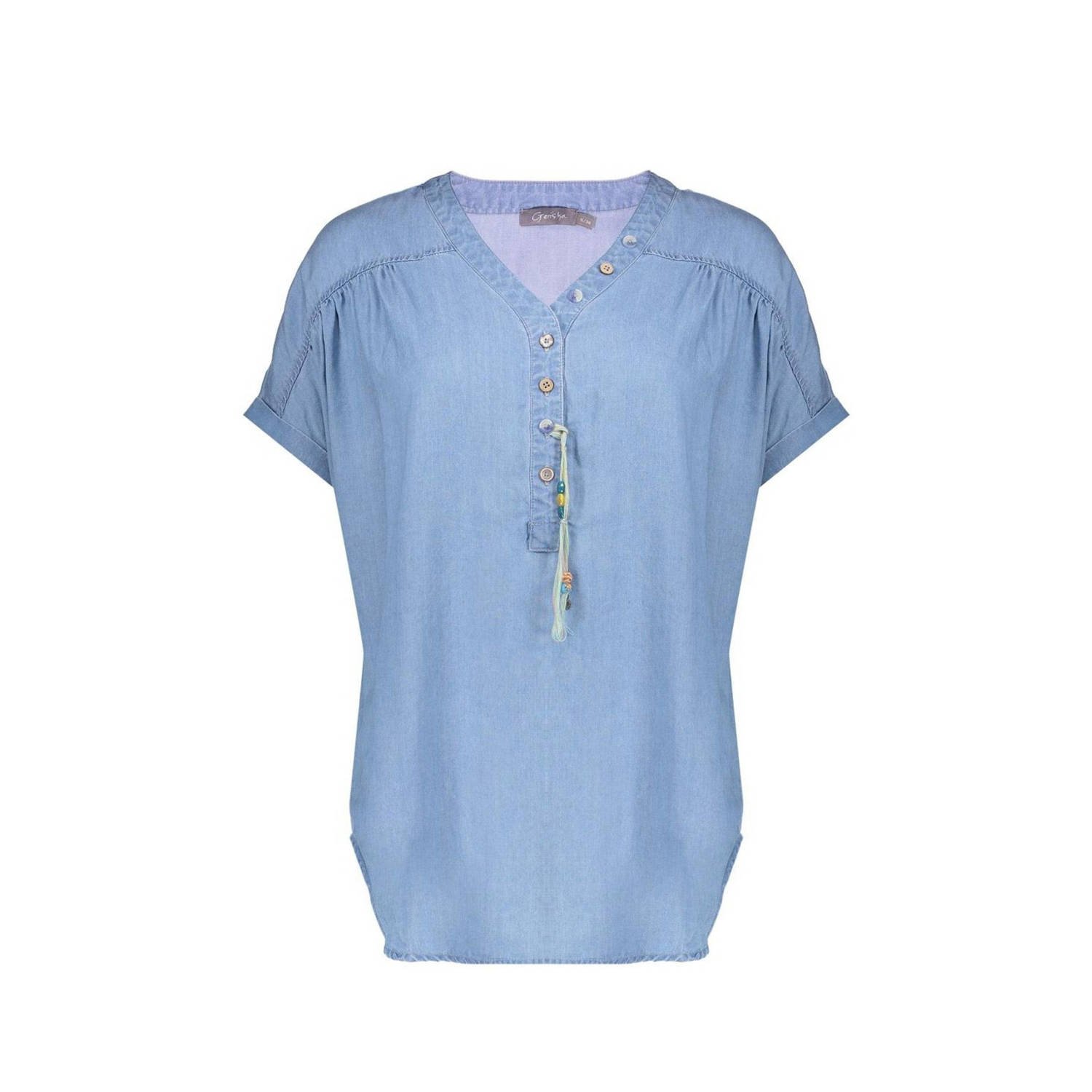 Geisha blousetop medium blue denim