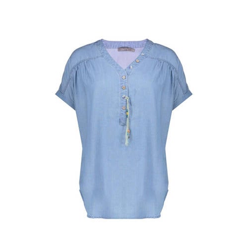 Geisha blousetop medium blue denim afbeelding