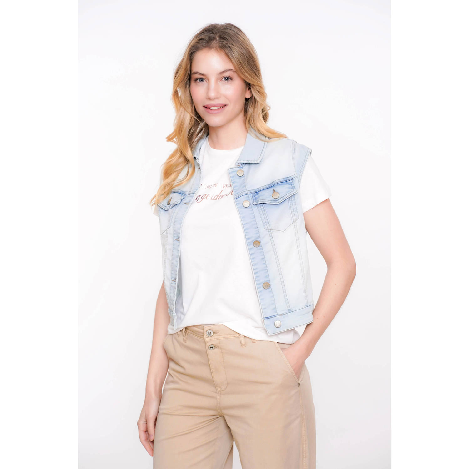 Geisha gilet light blue denim