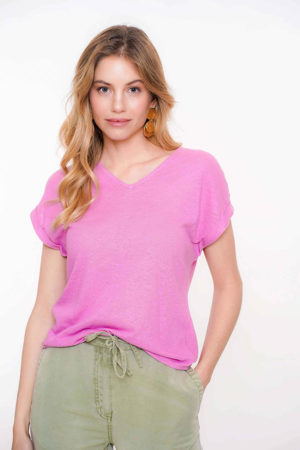 Greabuy Dames T-shirt met korte mouwen hals casual dames