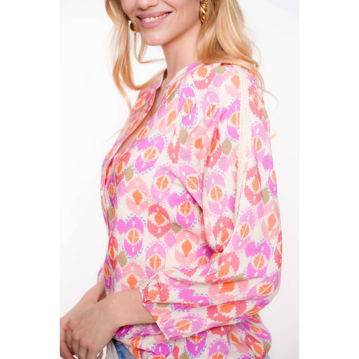 Geisha blousetop roze broderie