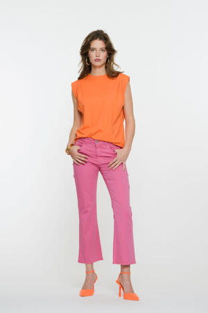 regular waist flared jeans roze