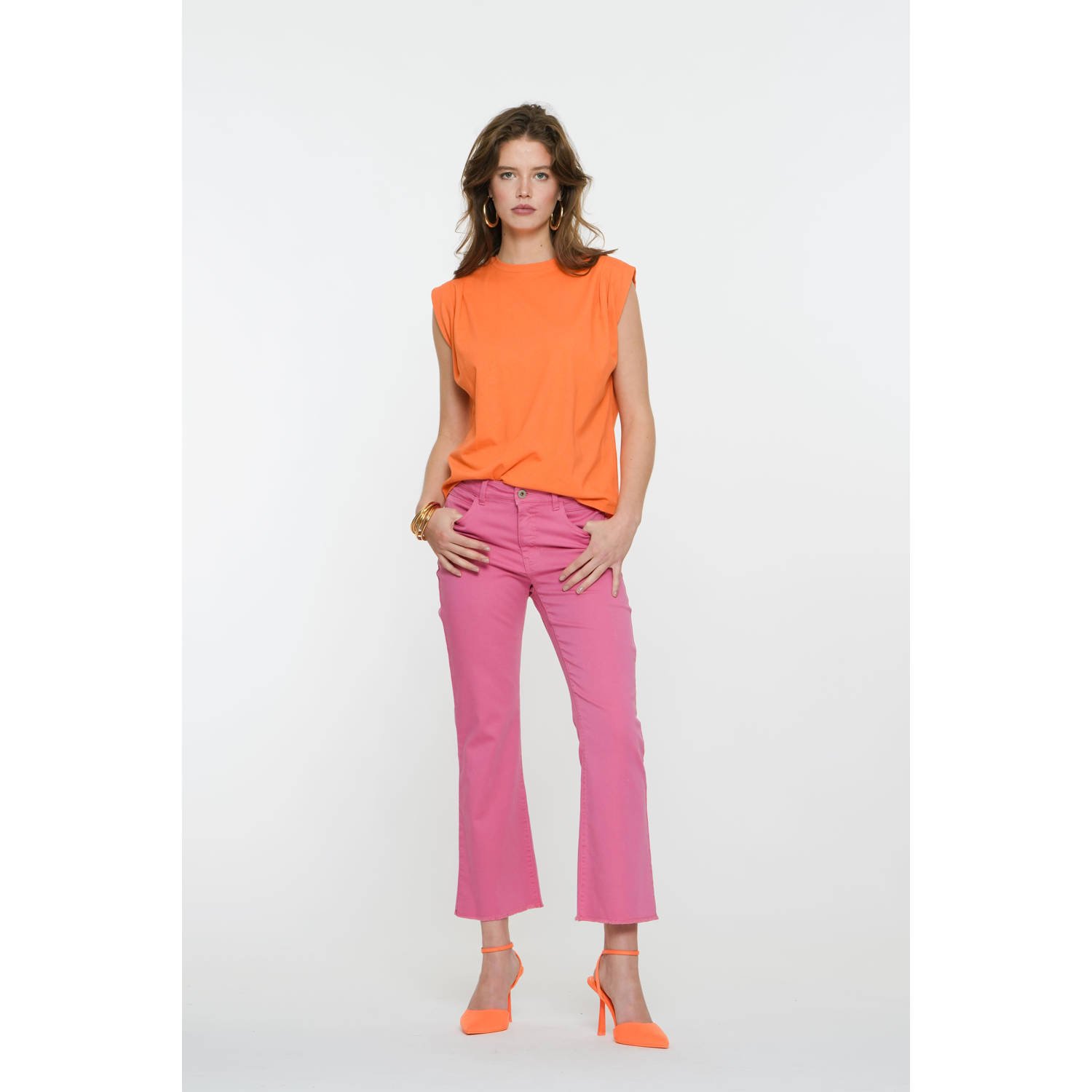 Geisha regular waist flared jeans roze