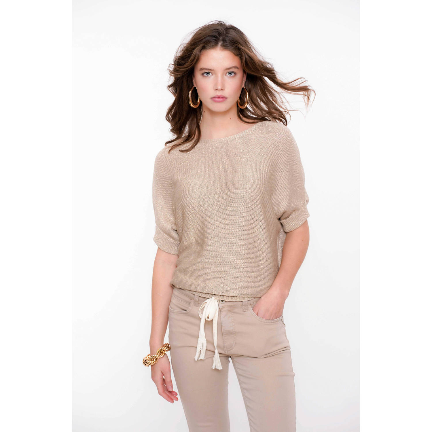 Geisha top beige gebreid