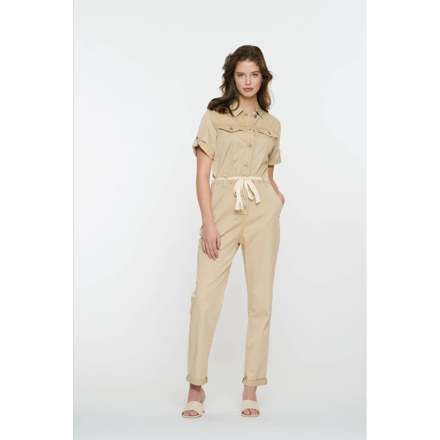Geisha rechtvallend jumpsuit zand