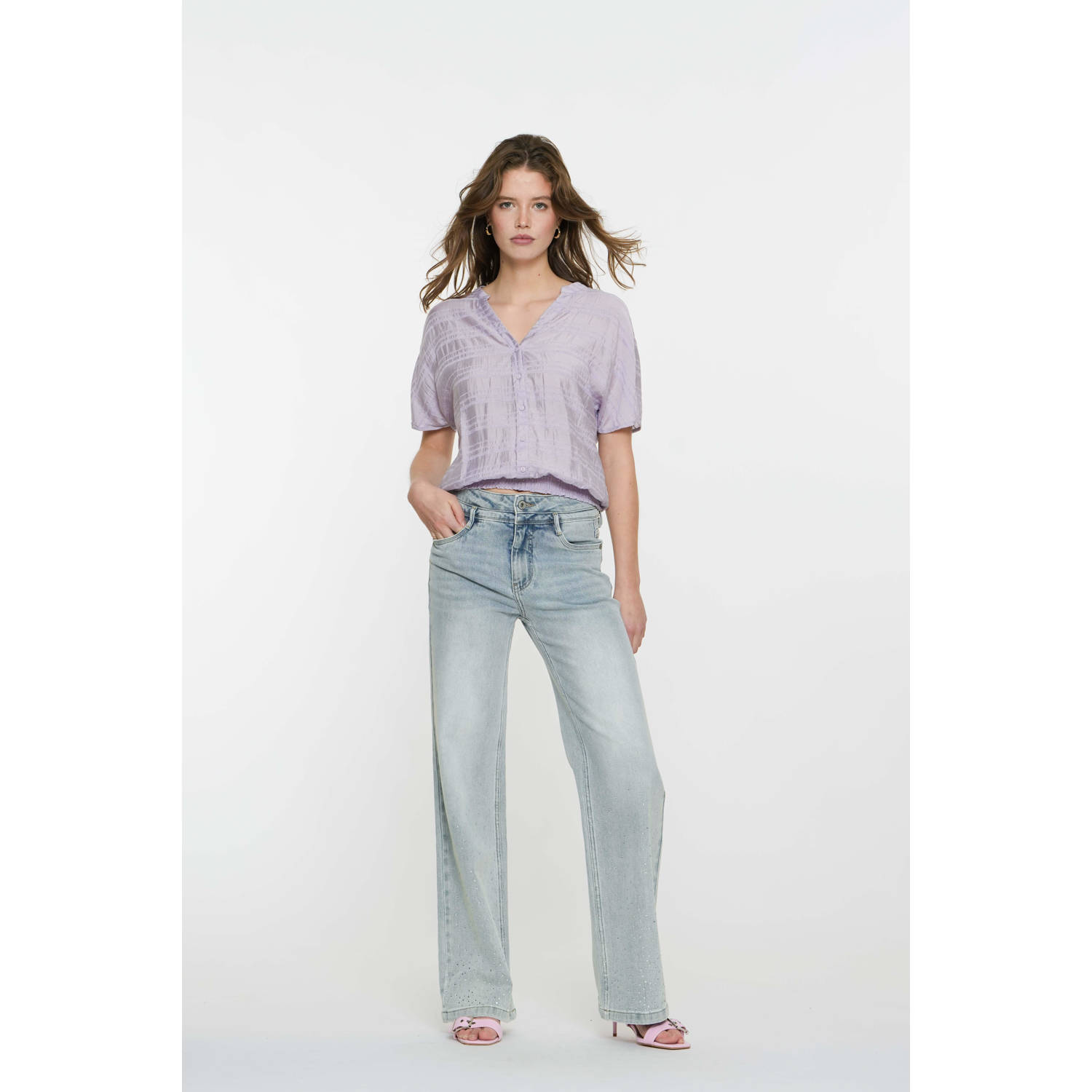 Geisha regular waist flared jeans light blue denim