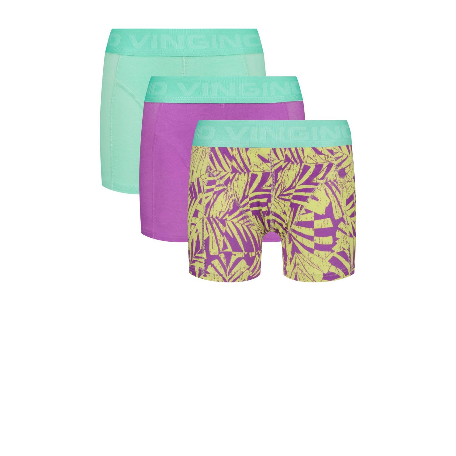 Vingino boxershort set van 3 mintgroen paars multicolor