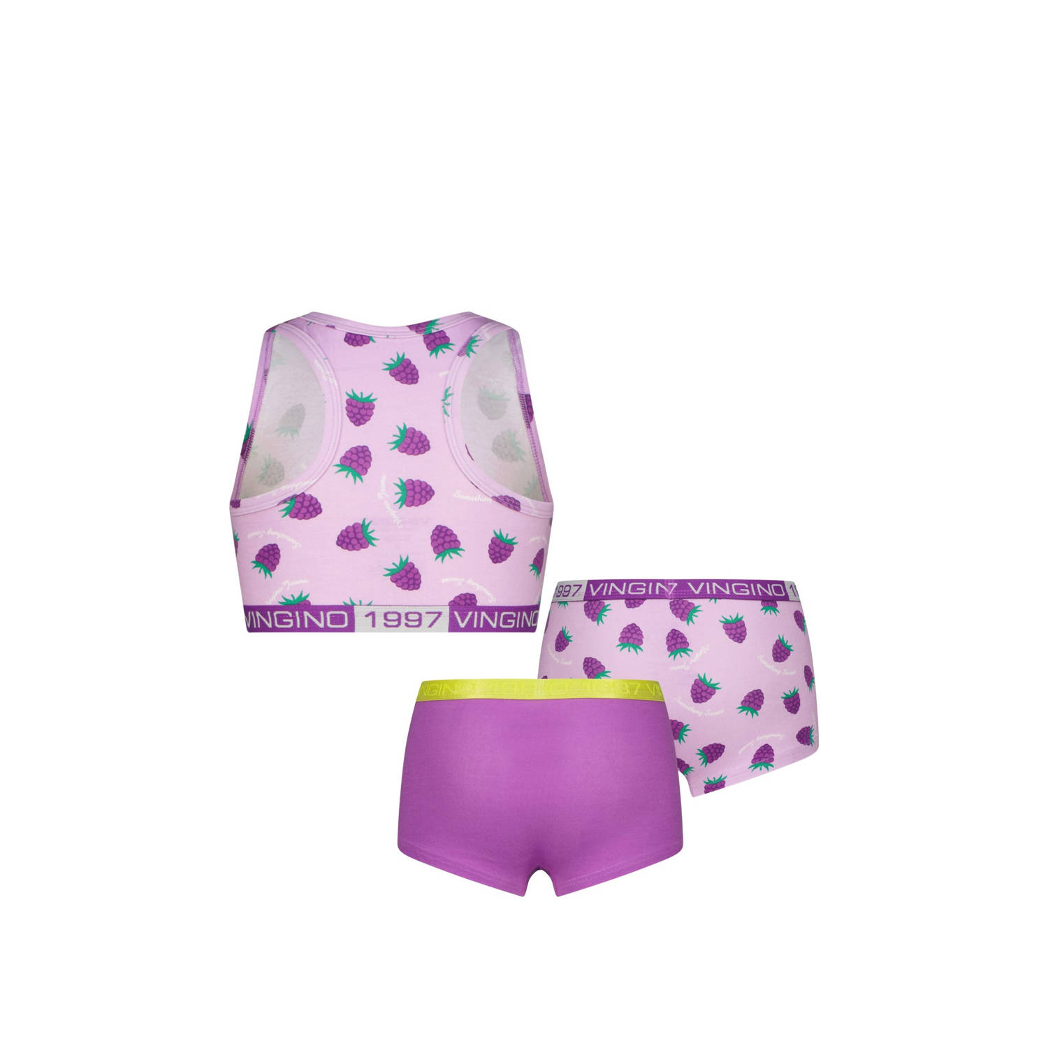 Vingino bh top + 2 shorts lila paars