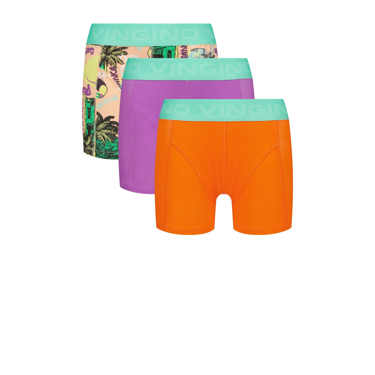 Vingino boxershort set van 3 oranje paars multicolor