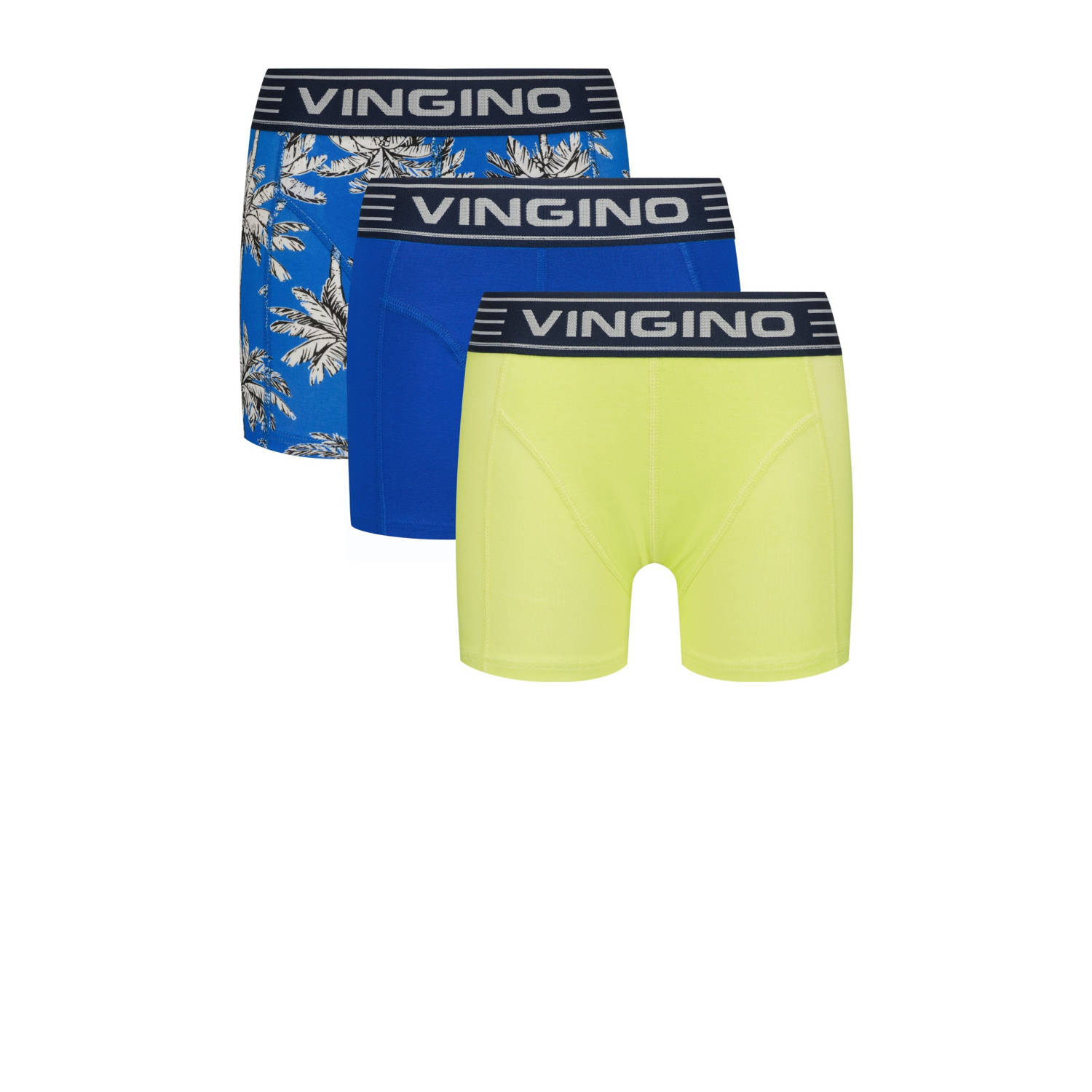 Vingino boxershort set van 3 blauw licht limegroen