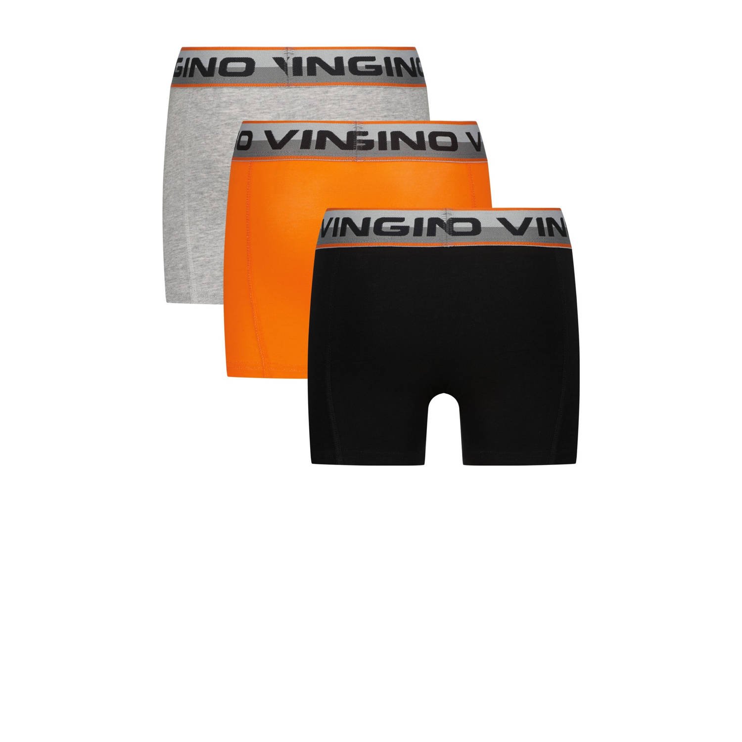 Vingino boxershort set van 3 oranje zwart grijs