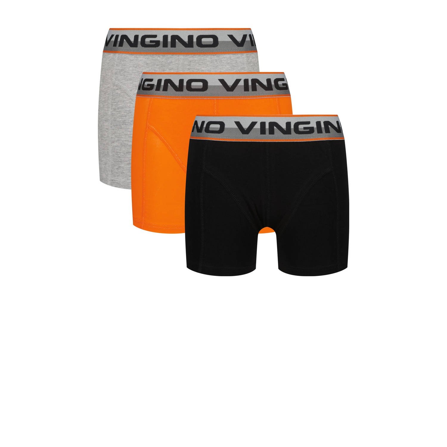 Vingino boxershort set van 3 oranje zwart grijs