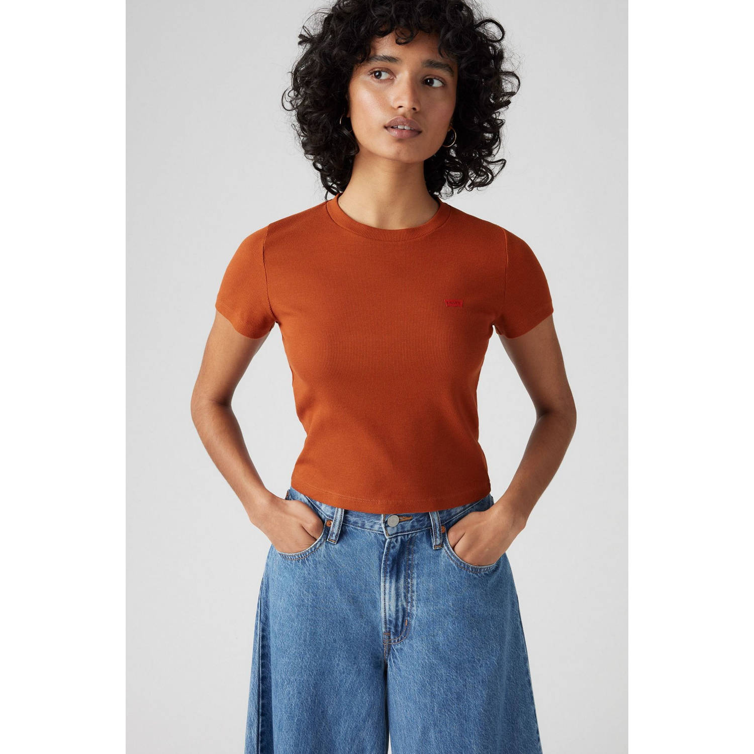 Levi's top brique rib gebreid