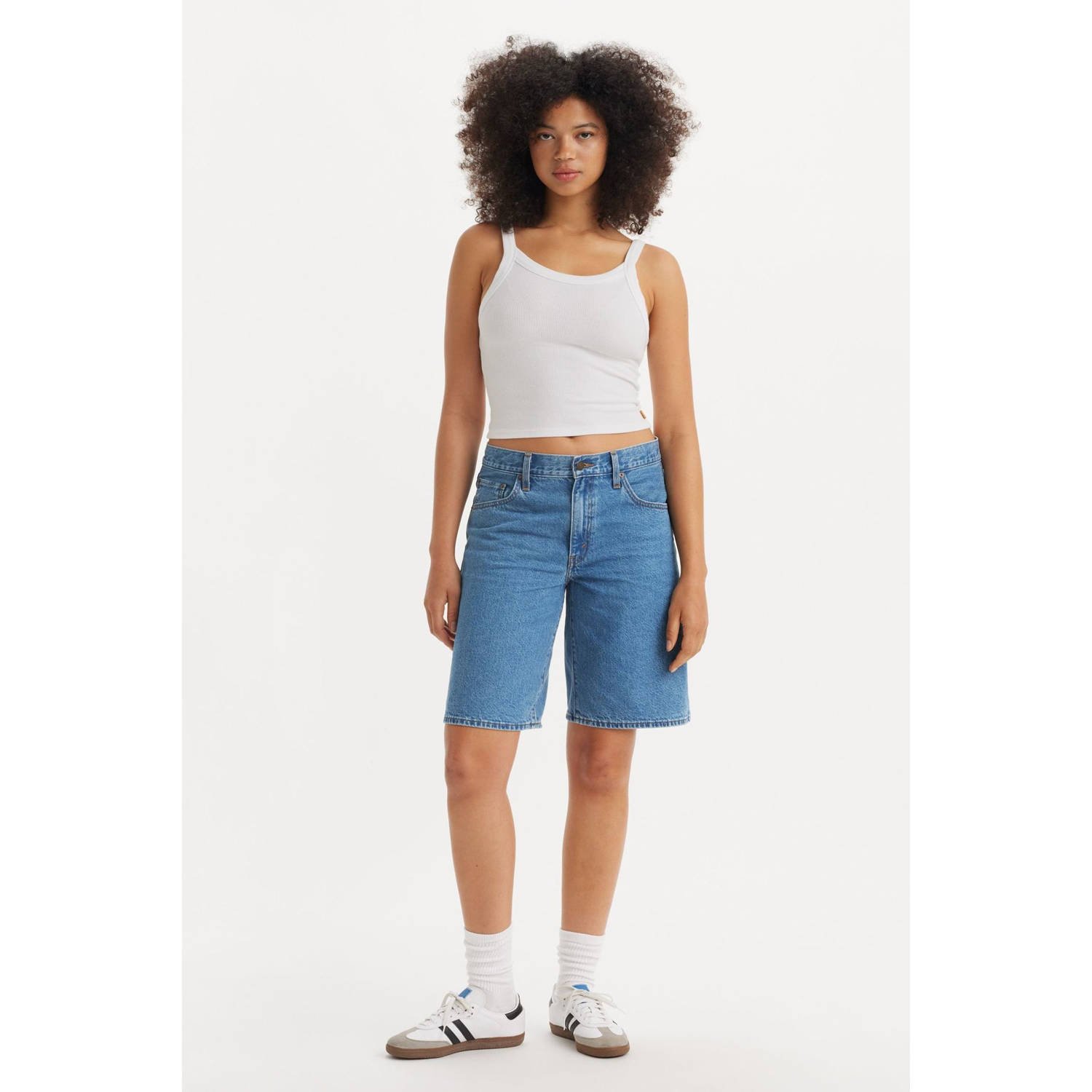 Levi's wide leg regular waist denim short medium blue denim