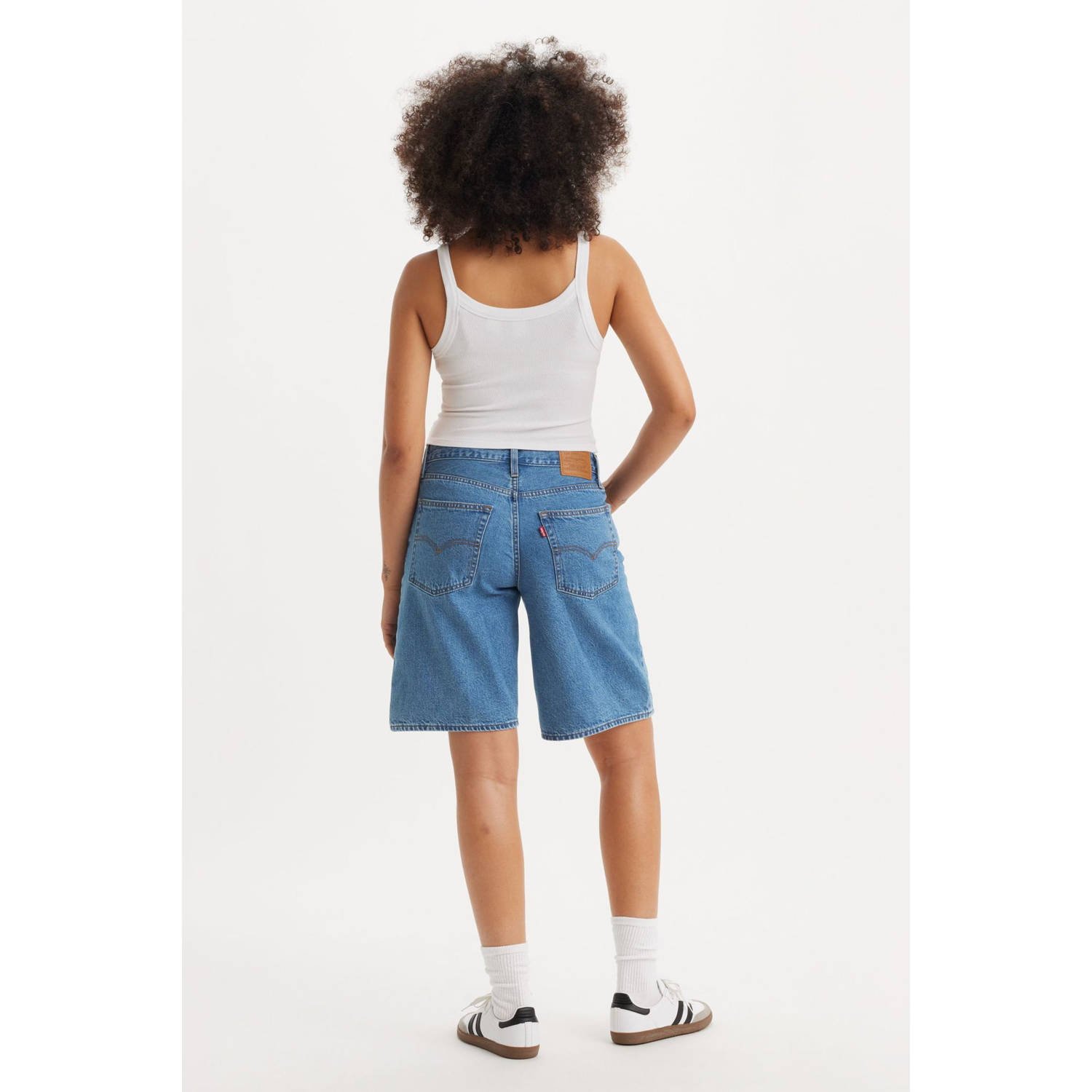 Levi's wide leg regular waist denim short medium blue denim