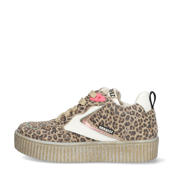 thumbnail: Braqeez Puk Paris leren sneakers met panterprint beige
