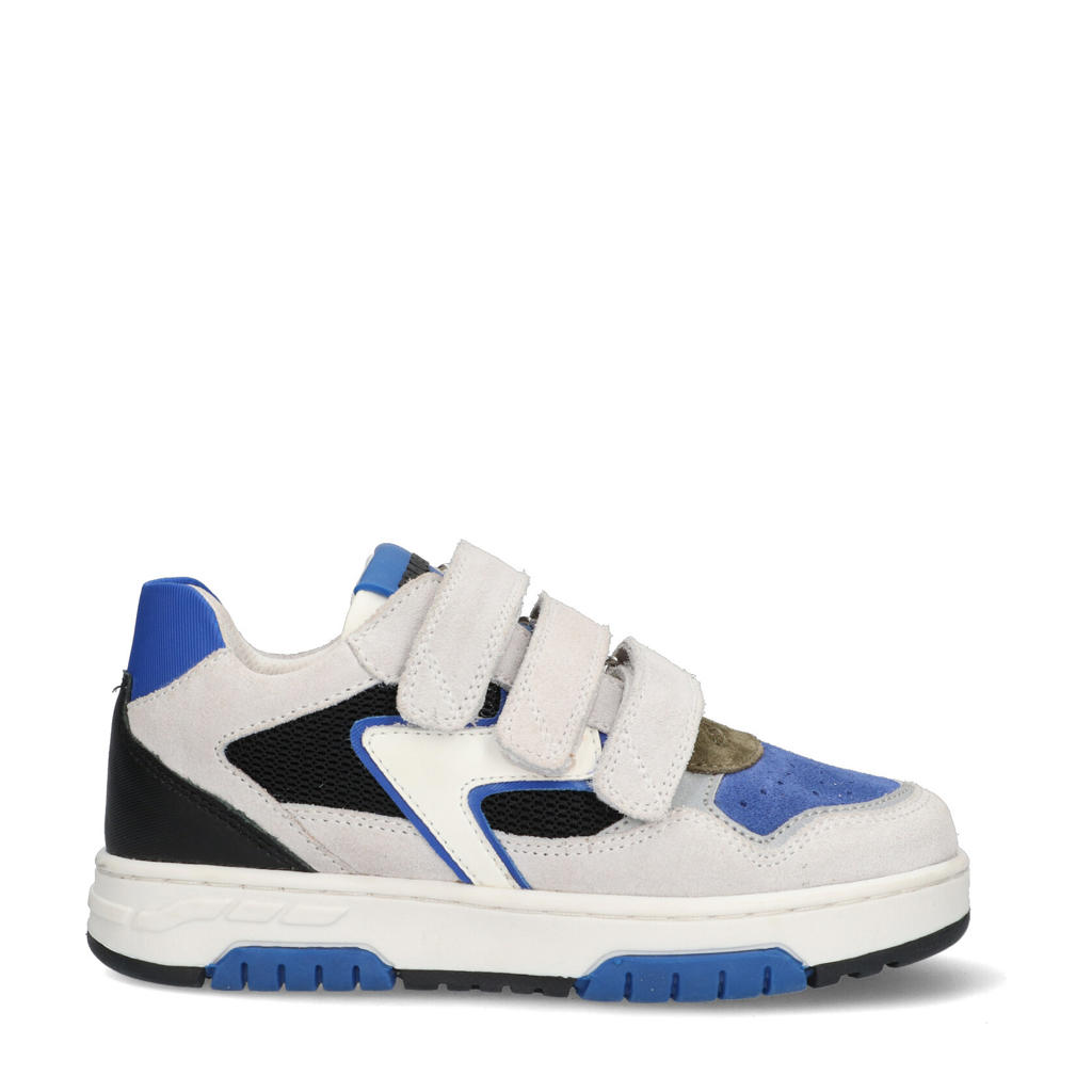 Blauwe jongens Braqeez Cody Chicago leren sneakers met klittenband