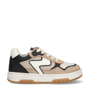   leren sneakers beige/zwart