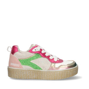Peggy Paris leren sneakers roze/groen