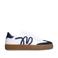 Manfield leren sneakers wit/blauw