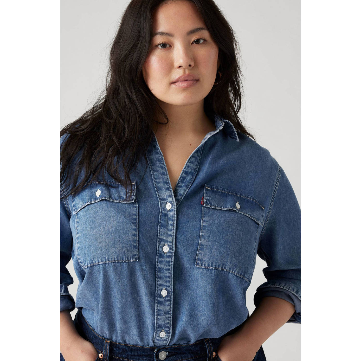 Levi's Plus blouse medium blue denim