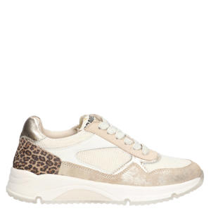   leren sneakers ecru/goud
