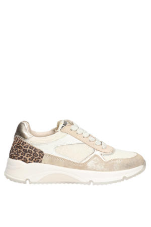   leren sneakers ecru/goud