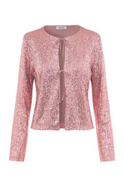thumbnail: Roze dames Modström blousetop van polyester met effen, lange mouwen, ronde hals en pailletten