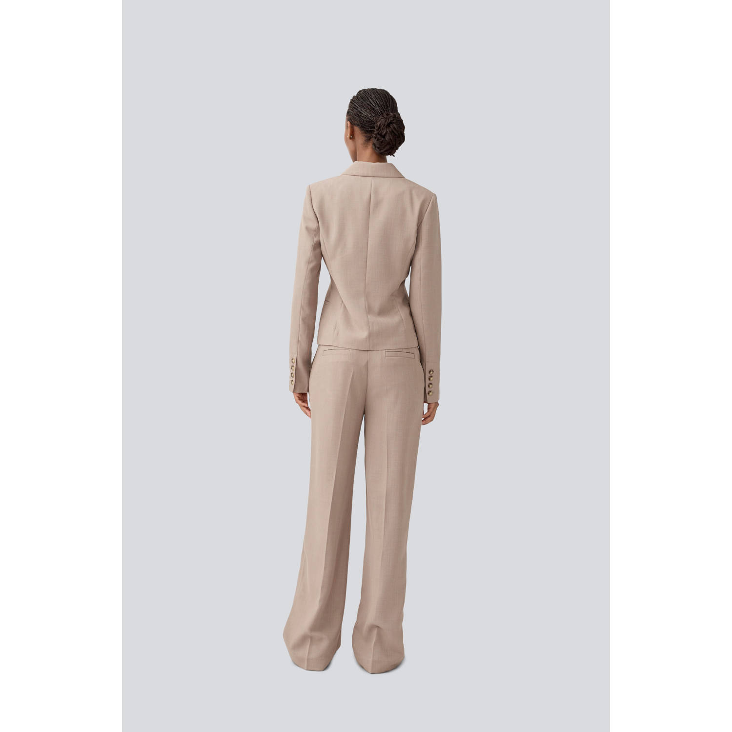 Modström wide leg regular waist broek beige