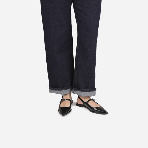 BRONX Laur-Ynn leren slingback loafers zwart afbeelding