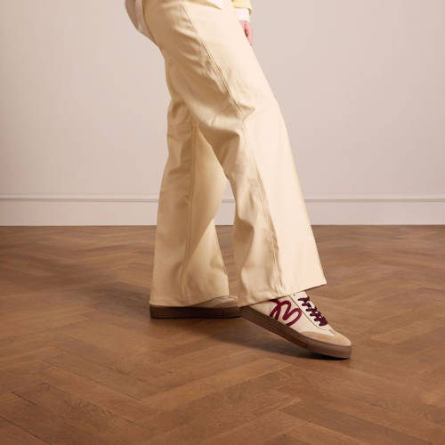 Manfield leren sneakers beige/rood afbeelding