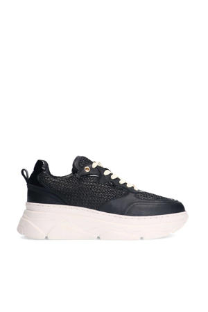   chunky leren sneakers zwart