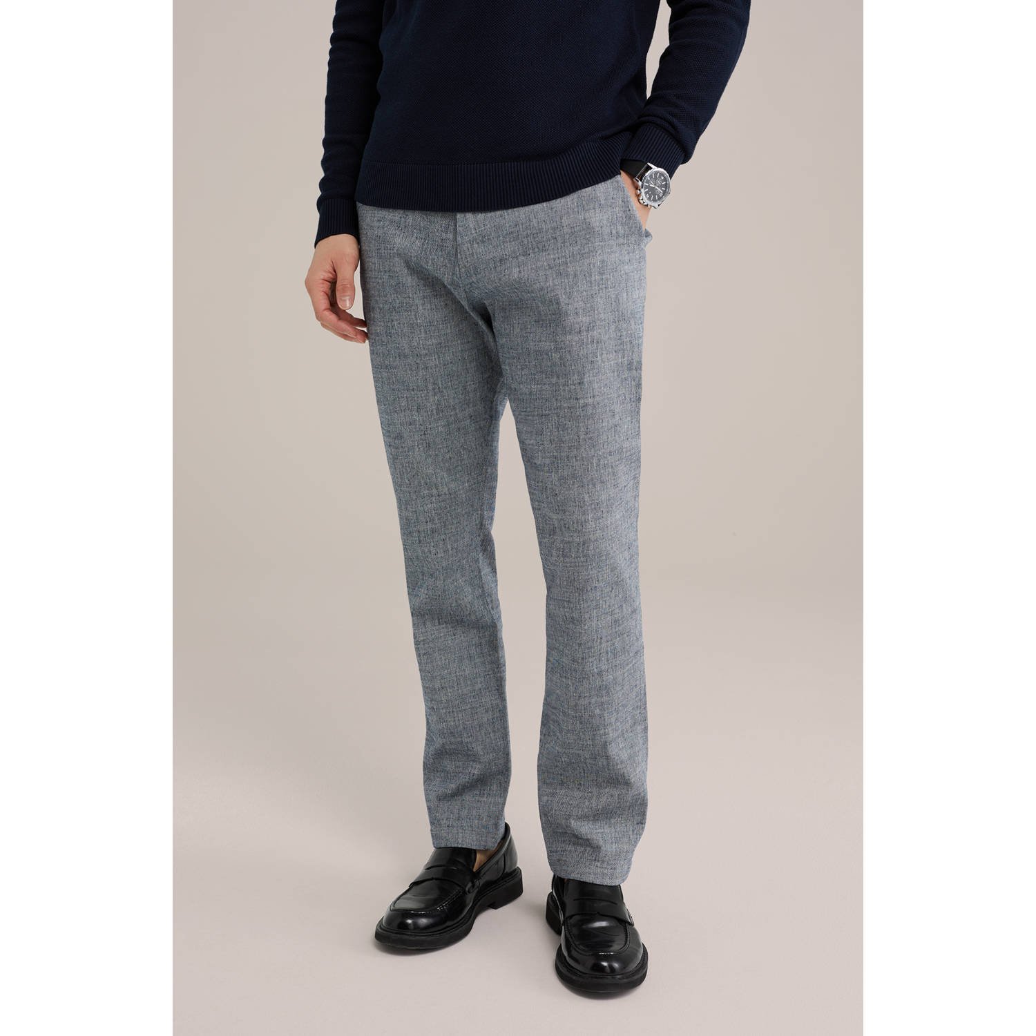 WE Fashion slim chino grijsblauw