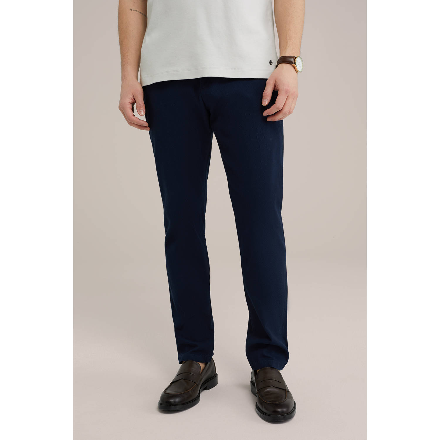 WE Fashion slim chino donkerblauw