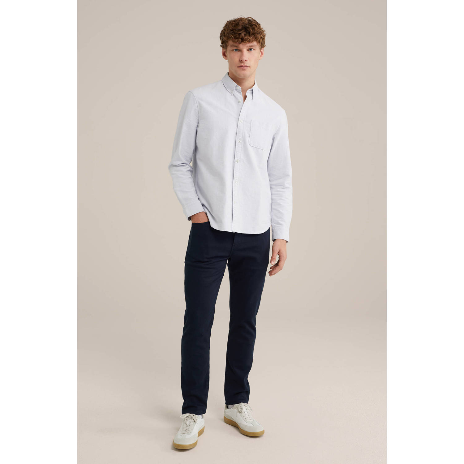 WE Fashion slim chino donkerblauw