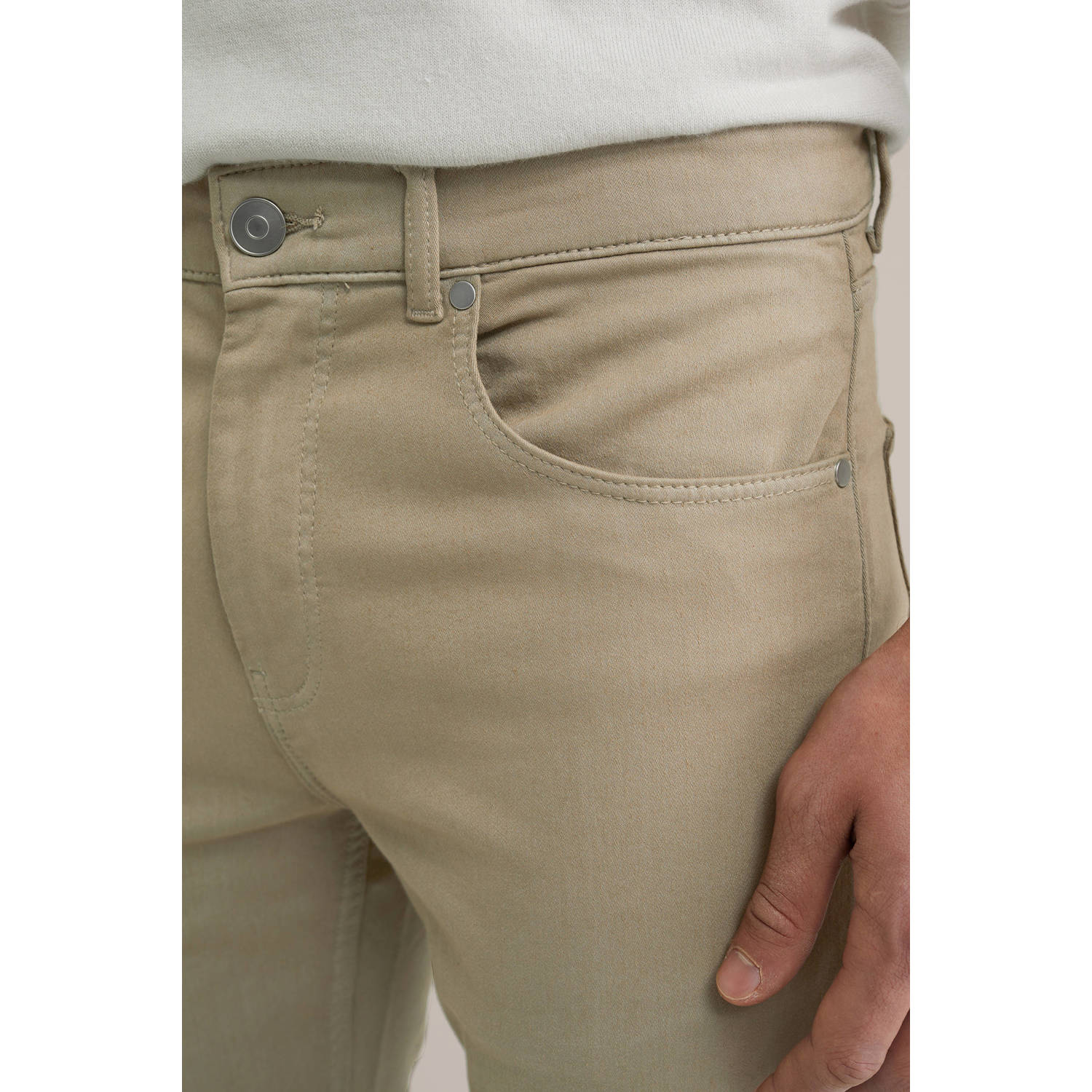 WE Fashion slim chino lichtbruin